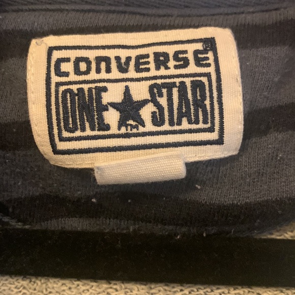Converse All Star Striped Hoodie Medium Black and Blue - Picture 3 of 8